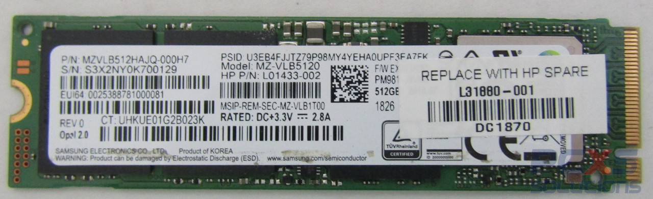 Solid-state drive 512GB PCIe NVMe SED OPAL2 TLC - L31880-001