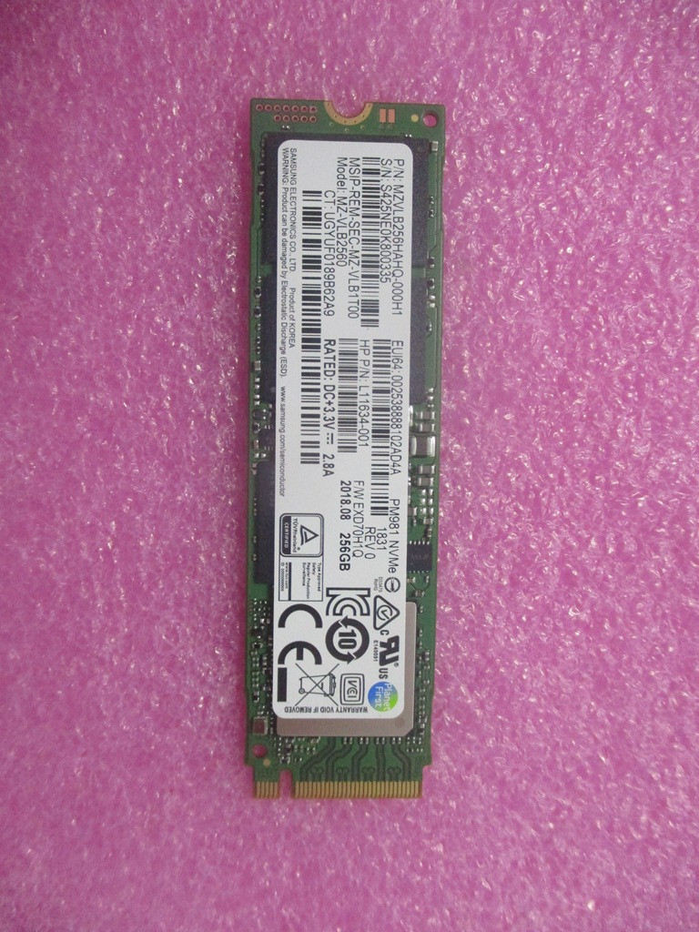 SPS-SSD 256GB PCIe NVMe TLC - HP Genuine Replacement Spare Parts - L62400-001-HP