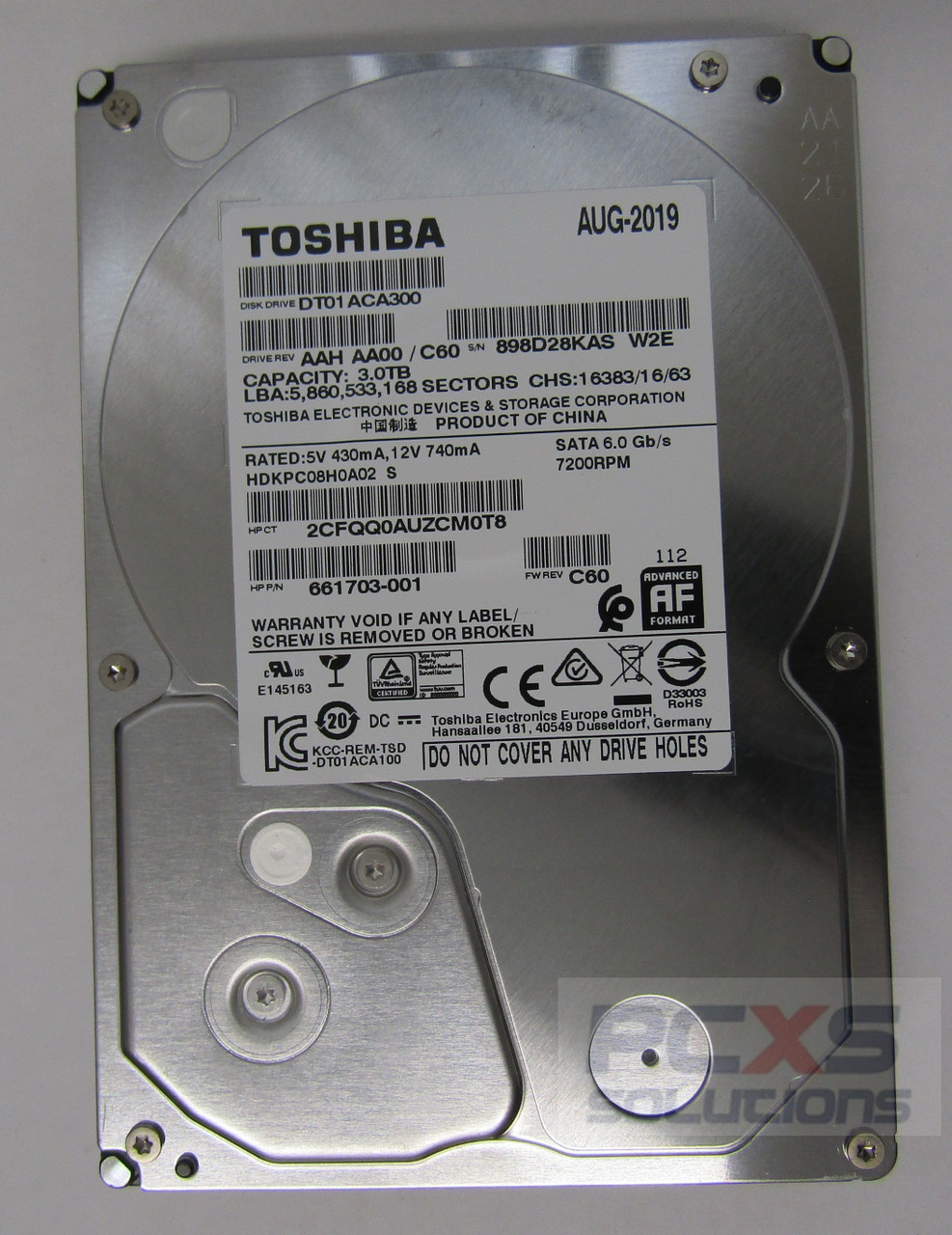 Hp HDD, 3TB,Tosh MARS,SATA3,EC0,512e - 661703-001