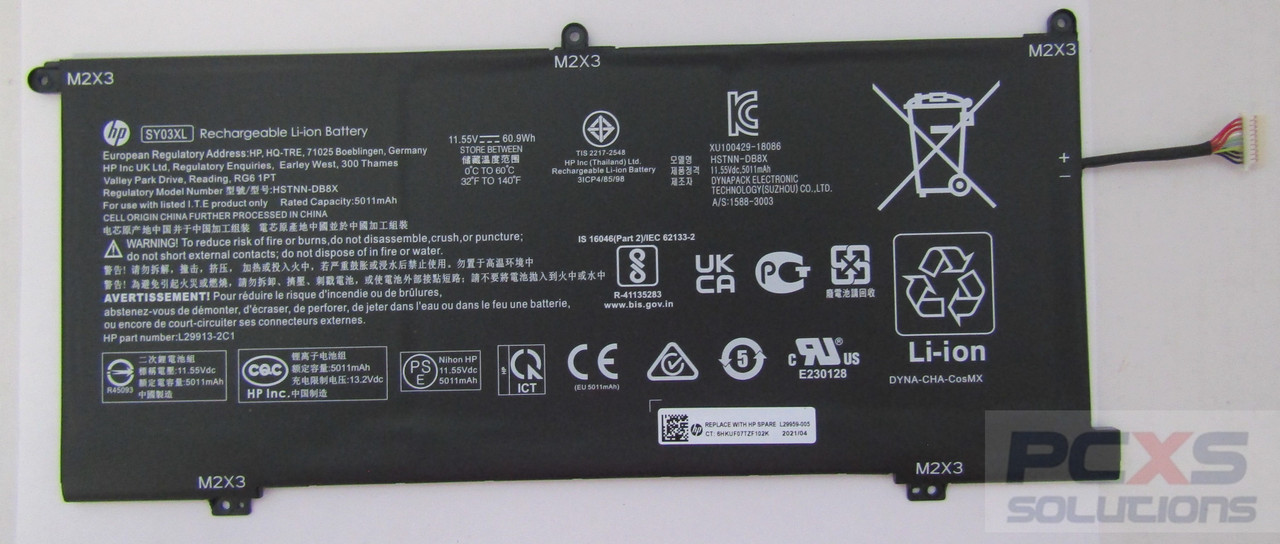 HP BATTERY SY03060XL-PL,5.275Ah,DYNA/COSLIGHT - L29913-2C1