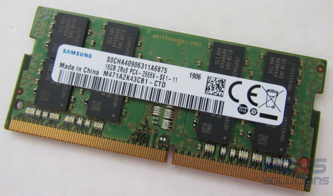 SAMSUNG, DDR4 - SODIMM - 16GB - 2R x 8 - 2666 Mbps - 1.2 V - M471A2K43CB1-CTD
