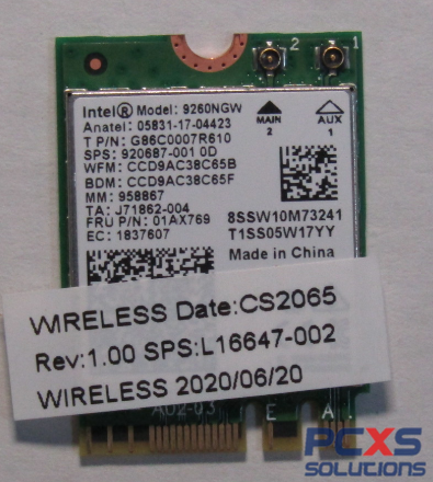 HP Intel 9260NGW Wi-Fi 5 (802.11ac) + Bluetooth 5.1 WLAN Module, M.2 2230, 2x2 - HP Genuine Replacement Spare Parts - L16647-002-HP