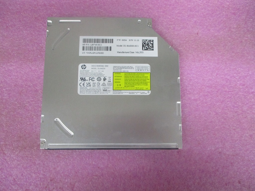 HP Ultra Slim DVD writer drive with SATA interface, for CD-RW, DVD+RW, DVD-RW, and DVD-RAM Formats - HP Genuine Replacement Spare Parts - M75172-001-HP