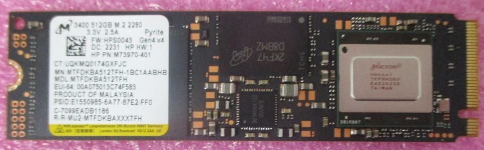HP 512GB NVMe M.2 SSD, PCIe Gen4 x4, 2280, TLC - HP Genuine Replacement Spare Parts - N22907-001-HP