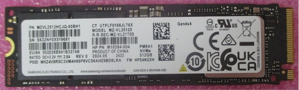 SPS-SSD 512GB M.2 2280 GEHC-LOCKED - HP Genuine Replacement Spare Parts - N27072-001-HP
