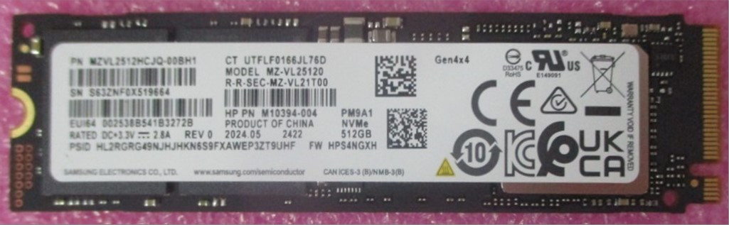 SPS-SSD 512GB M.2 2280 PM9A1 PCIe LOCK - HP Genuine Replacement Spare Parts - P13296-001-HP