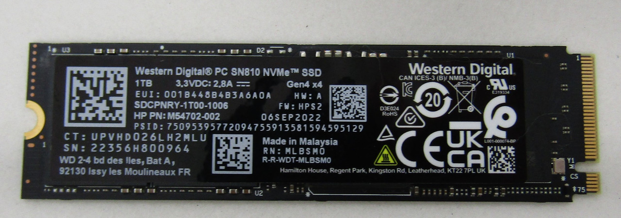 hp 1TB M.2 2280 SN810 PCIe Gen4x4 TLC - M54702-002