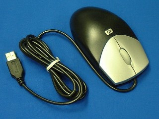 USB two-button scrolling optical mouse (Carbonite Black with Silver buttons) - Has 1.8m (6.0 feet) long cable with USB type (A) connector - HP Genuine Replacement Spare Parts - 322323-001-HP