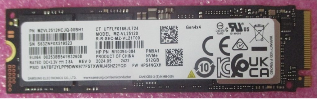 SPS-SSD 512GB M.2 2280 GEHC-LOCKED - HP Genuine Replacement Spare Parts - N28291-001-HP