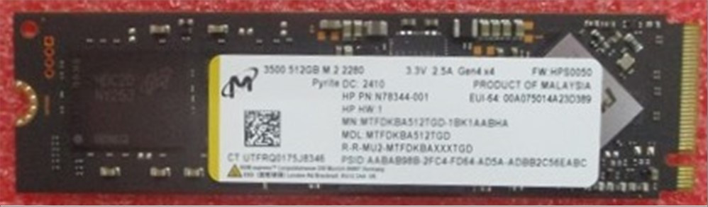 SPS-SSD 512GB M.2 2280 3400 PCIe LOCK - HP Genuine Replacement Spare Parts - P08109-001-HP