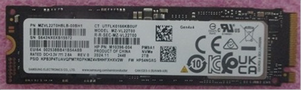 SPS-SSD 2TB M2 PCIe-4x4 2280 TLC LOCK - HP Genuine Replacement Spare Parts - P86820-001-HP
