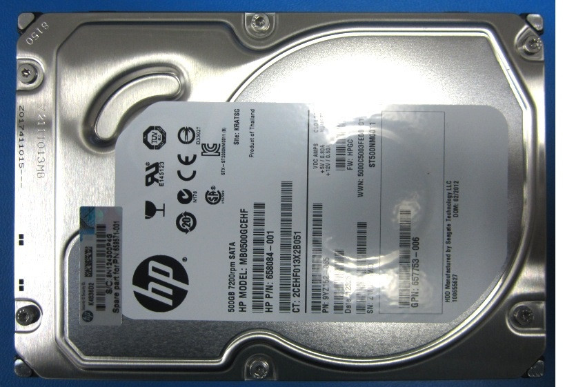 500GB non-hot-plug SATA hard disk drive - 7,200 RPM, 6Gb/sec transfer rate, 3.5-inch large form factor (LFF), Midline - HPE Genuine Replacement Spare Parts - 659571-001-HPE
