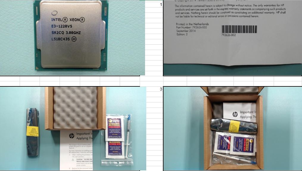 Intel Xeon E3-1220 v5 Four-Core, 64-bit processor - 3.0GHz (Skylake, 8MB Intel SmartCache, Intel QuickPath interconnect (QPI) speed 8.0 GT/s, 80 watt thermal design power (TDP), FCLGA 1151 socke - HPE Genuine Replacement Spare Parts - 830100-001-HPE