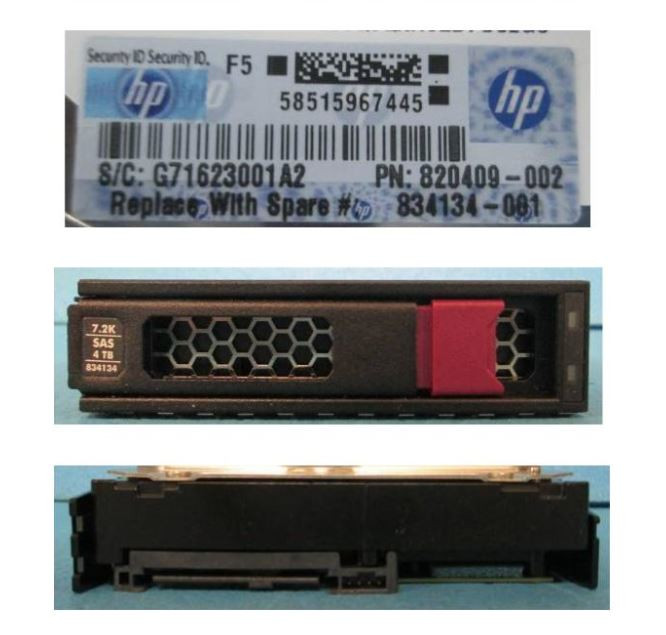 4TB SAS hard drive - 12 Gb/s interface, 7,200 RPM, 3.5-inch Large Form Factor (LFF), Midline (MDL), Low Profile (LP) - HPE Genuine Replacement Spare Parts - 834134-001-HPE