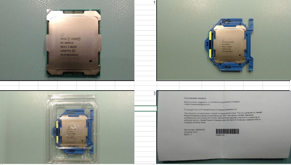 Intel Xeon E5-2695 v4 Eighteen-Core 64-bit processor - 2.1GHz base frequency (Broadwell, 45MB Intel Smart Cache, Intel QuickPath Interconnect (QPI) speed 9.6 GT/s, 120W Thermal Design Power (TDP - HPE Genuine Replacement Spare Parts - 835615-001-HPE