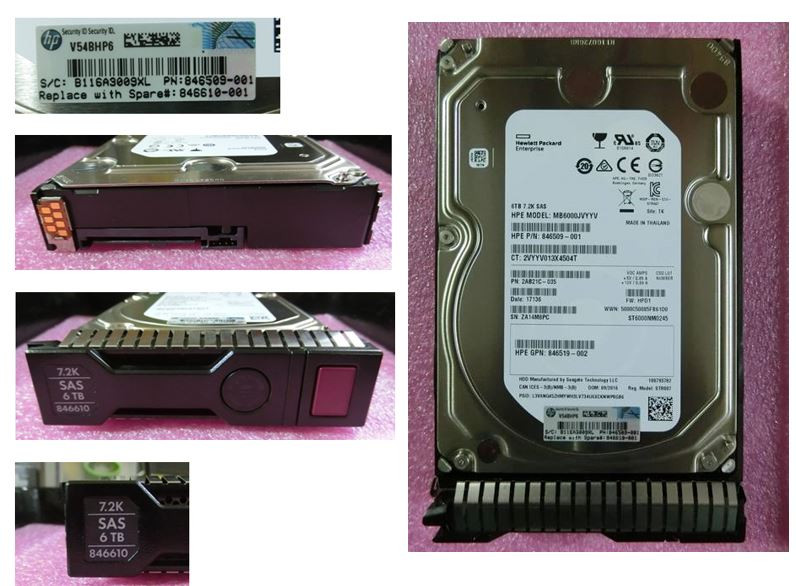 6TB SAS midline hard drive - 12Gb/s SAS interface, 7,200 RPM, 3.5-inch large form factor (LFF), smart carrier (SC) - For use with Gen8/Gen9 or newer - HPE Genuine Replacement Spare Parts - 846610-001-HPE
