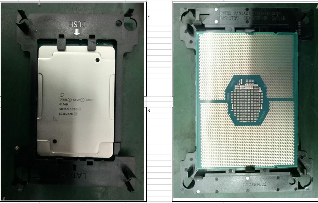 Intel Xeon Gold 6134M Eight Core 64-bit processor - 3.20GHz (Skylake), 24.75MB Level-3 cache, 130 watt thermal design power (TDP), socket FCLGA3647 (Supports 1.5TB memory size) - HPE Genuine Replacement Spare Parts - 878083-001-HPE