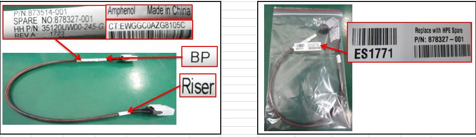 MiniSAS 4-Large Form Factor (LFF) backplane to riser 18.11-inch long (460 mm) cable - HPE Genuine Replacement Spare Parts - 878327-001-HPE