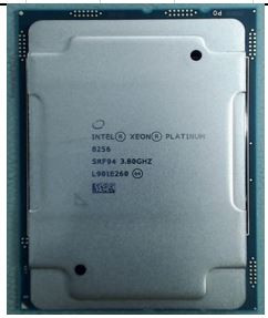 Intel Xeon Platinum 8256 Four-Core 64-bit processor - 3.80 GHz (Cascade Lake , 16.5MB cache, Intel QuickPath interconnect (QPI) speed 8.0 GT/s, 105 watt thermal design power (TDP)) - HPE Genuine Replacement Spare Parts - P12012-001-HPE
