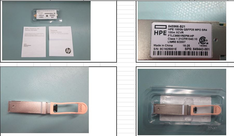 100Gb Quad Small Form-factor Pluggable 28 (SFP28) MPO port - has four optical lanes in each direction, allowing each to operate at 25 Gb - HPE Genuine Replacement Spare Parts - 849443-001-HPE