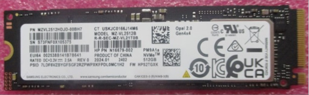 SKO-SSD 512G PCIe4x4 2280SED TLC M.2 nM - HP Genuine Replacement Spare Parts - N86921-001-HP