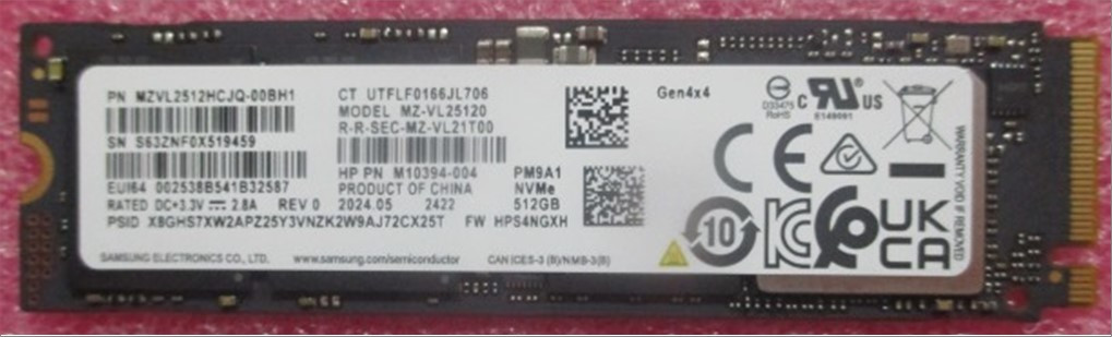SPS-SSD 512GB M.2 2280 PCIe LOCK - HP Genuine Replacement Spare Parts - P24111-001-HP