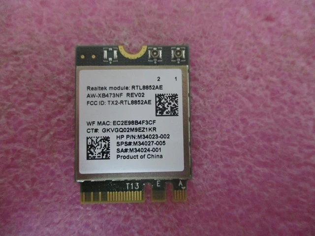 hp SKO-WLAN 6 RTK ax 2x2+BT RTL8852AE - M34027-002