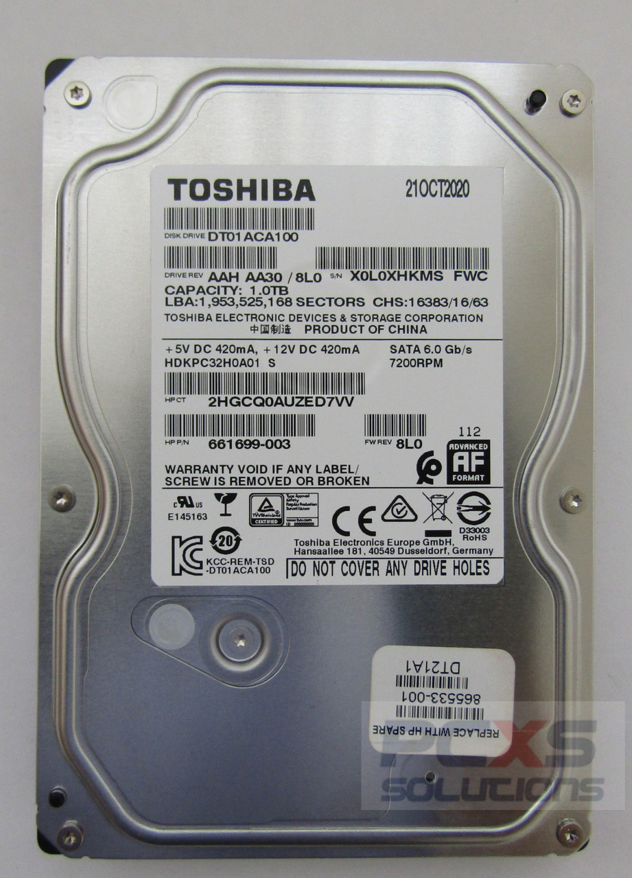 HARD DISK DRIVE  1TB 7.2K 3.5IN SATA - 865533-001