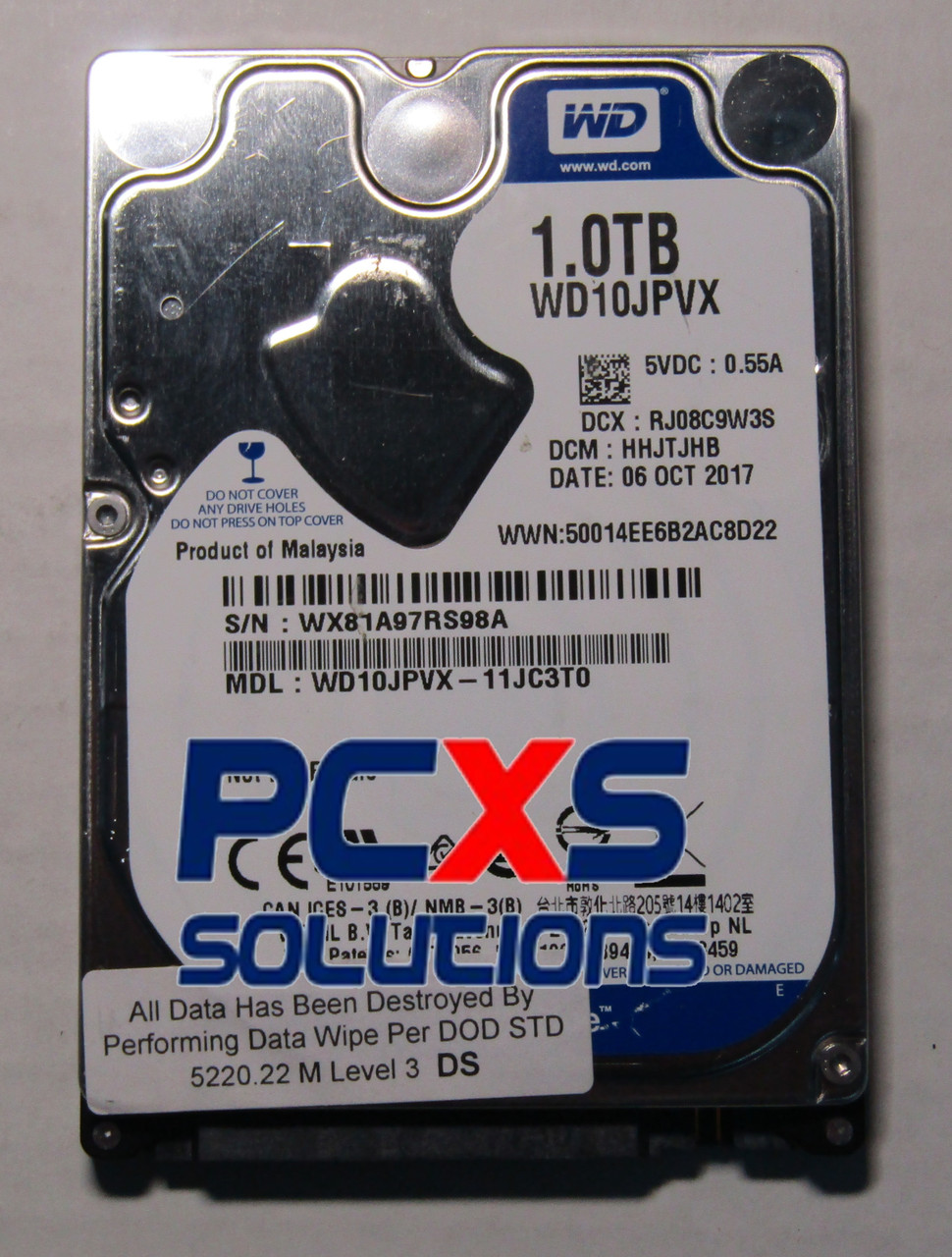 WD Blue 1TB Mobile Hard Disk Drive - 5400 RPM SATA 6 Gb/s 9.5 MM 2.5 Inch -  WD10JPVX.. - WD10JPVX