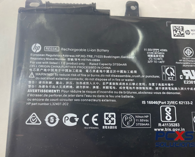 HP SPS-BATT 3C 45Wh 3.92Ah LI RE03045XL-PL HP ProBook 455R G6 / HP 66 Pro 13 G2 / 14 G2 / 15 G2 Notebook PC'S - L32656-005