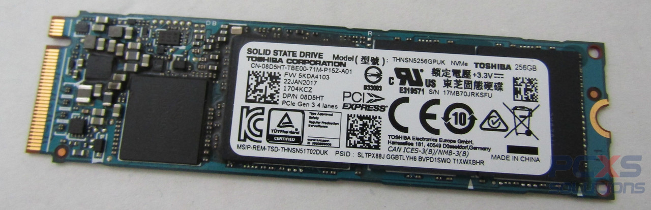 TOSHIBA 256GB NVMe PCIe 2280 M.2 SSD Drive 08D5HT - THNSN5256GPUK