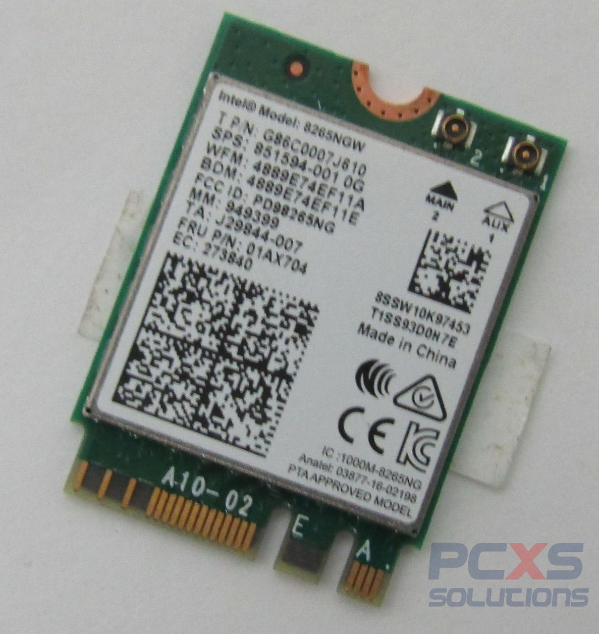 Intel Dual Band Wireless-AC 8265, 802.11ac, 2x2 + Bluetooth comb