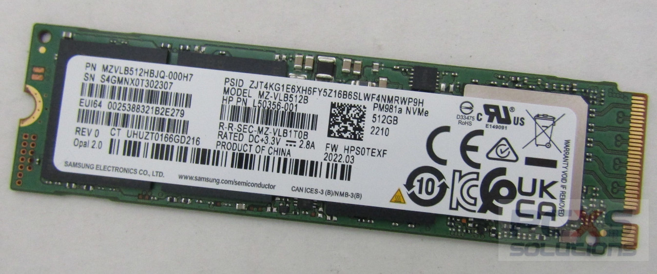 hp 512GB SSD PM981a NVMe MZ-VLB512B  Z4G4   - L50356-001
