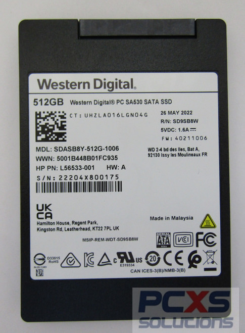 hp SPS-SSD 2.5 512GB 3D NAND SATA 6.0 - 822544-001