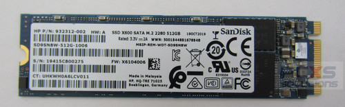 hp SSD-M2 2280 SATA X600 512GB SD9SN8W-512G-1006 X6104006 - 932312-002