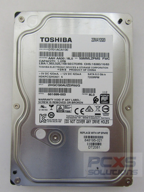 hp  HDD 1TB 7200RPM 3.5 FANDG - 848195-021