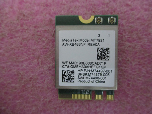 HP Mediatek Wi-Fi 6 (802.11ax) + Bluetooth 5.2 WLAN Module, M.2 2230, 2x2 - HP Genuine Replacement Spare Parts - M74879-002-HP