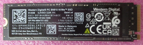 SPS-SSD 512GB M.2 2280 SN810 PCIe LOCK - HP Genuine Replacement Spare Parts - N74565-001-HP