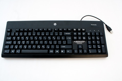 HP standard USB Windows keyboard (Jack Black color) - Has 104-key layout, attached 1.8M (6.0ft) cable with USB connector - HP Genuine Replacement Spare Parts - 674313-001-HP
