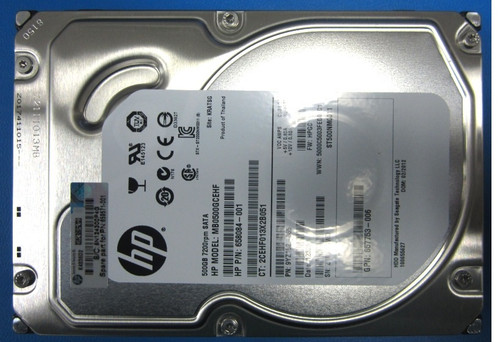 500GB non-hot-plug SATA hard disk drive - 7,200 RPM, 6Gb/sec transfer rate, 3.5-inch large form factor (LFF), Midline - HPE Genuine Replacement Spare Parts - 659571-001-HPE