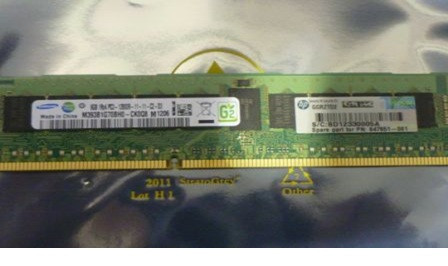 8GB, 1600MHz, PC3-12800R-11, DDR3, single-rank x4, 1.50V, registered dual in-line memory module (DIMM) - HPE Genuine Replacement Spare Parts - 664691-001-HPE