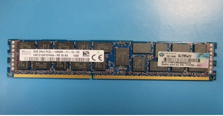 8GB, 1600MHz, PC3L-12800R-11, DDR3, dual-rank x4, 1.35V, registered dual in-line memory module (RDIMM) - Supported use with E5-2600 v2 series processors - HPE Genuine Replacement Spare Parts - 715283-001-HPE