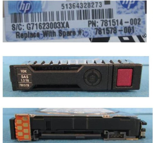 1.2TB hot-plug SAS hard disk drive - 12Gb/sec transfer rate, 10,000 RPM, 2.5-inch small form factor (SFF), SmartDrive Carrier (SC) - For use with Gen8/Gen9 or newer - HPE Genuine Replacement Spare Parts - 781578-001-HPE