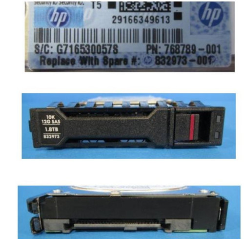 1.8TB SAS drive - 12Gb/s transfer rate, 10,000 RPM, 2.5-inch small form factor (SFF), 512e format - HPE Genuine Replacement Spare Parts - 832973-001-HPE