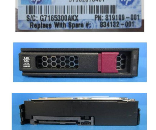 8TB SAS hard drive - 12 Gb/s interface, 7,200 RPM, 3.5-inch Large Form Factor (LFF), Low Profile carrier (LP), 512e format, digitally signed firmware - HPE Genuine Replacement Spare Parts - 834132-001-HPE