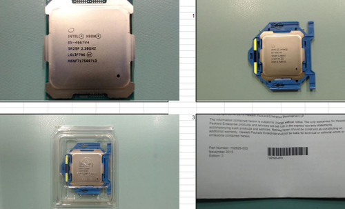 Intel Xeon E5-4667v4 Eighteen-Core 64-bit processor - 2.2 GHz base frequency (Broadwell-EP, 45MB Level-3 cache, Intel QuickPath Interconnect (QPI) speed 9.6 GT/s, 135 W Thermal Design Power (TDP - HPE Genuine Replacement Spare Parts - 852384-001-HPE