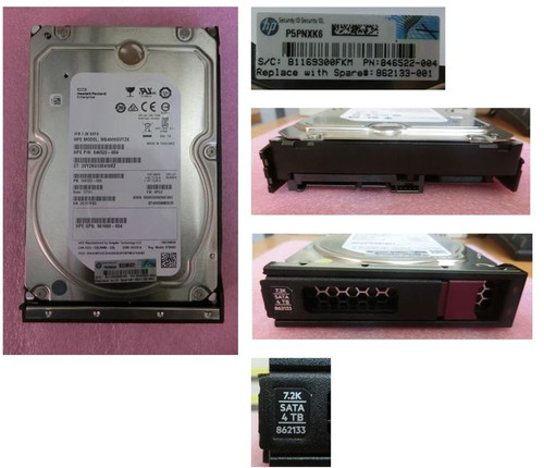 4TB SATA hard drive - 6 Gb/s interface, 7,200 RPM, 3.5-inch Large Form Factor (LFF), Low Profile (LP) - HPE Genuine Replacement Spare Parts - 862133-001-HPE