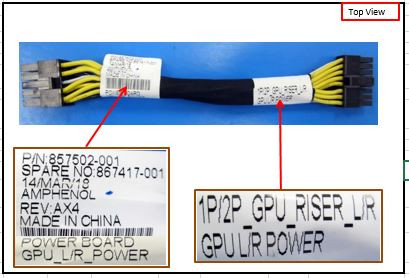 GPU Riser power cable XL270d Gen9 - HPE Genuine Replacement Spare Parts - 867417-001-HPE