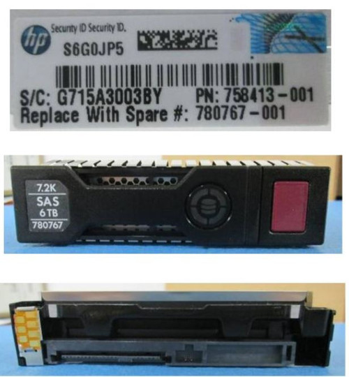 6TB SAS hard drive - 7,200 RPM, 6Gb/sec transfer rate, 3.5-inch large form factor (LFF), Smart Carrier (SC), Enterprise - HPE Genuine Replacement Spare Parts - 780767-001-HPE