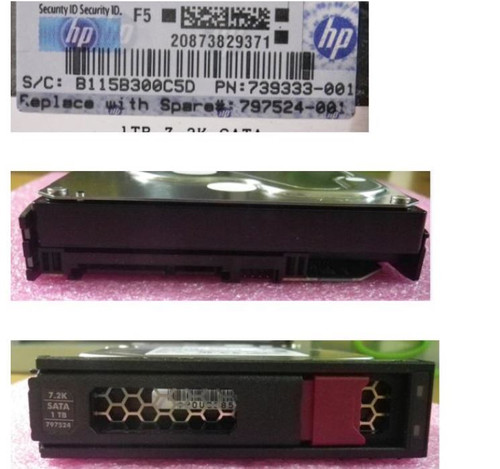 1TB Midline SATA hard drive - 7,200 RPM, 3.5-inch large form factor (LFF), 6Gb/s interface - HPE Genuine Replacement Spare Parts - 797524-001-HPE